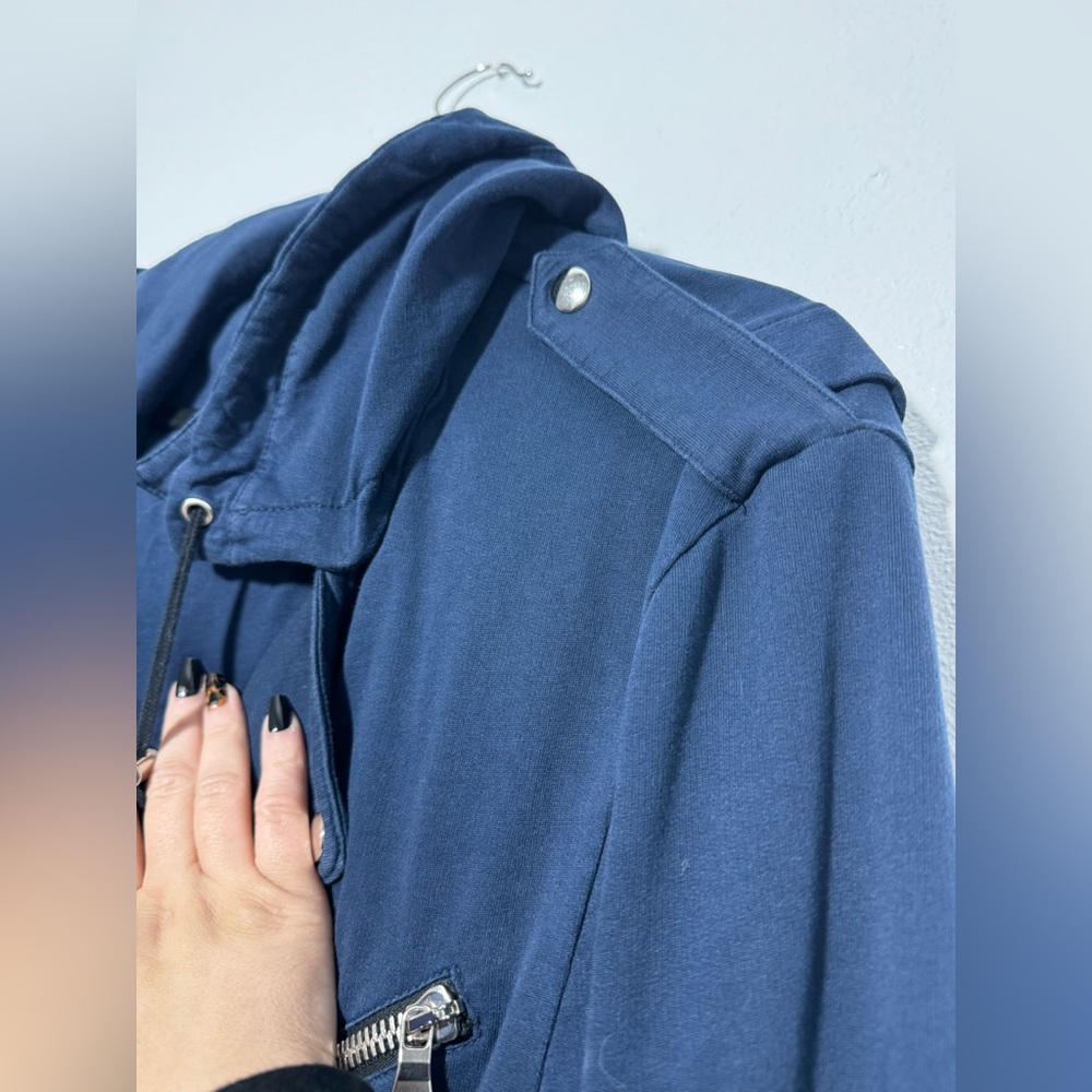 Balmain Zipper Jacket With COA & Removable Hood in Navy - Picture 7 of 15